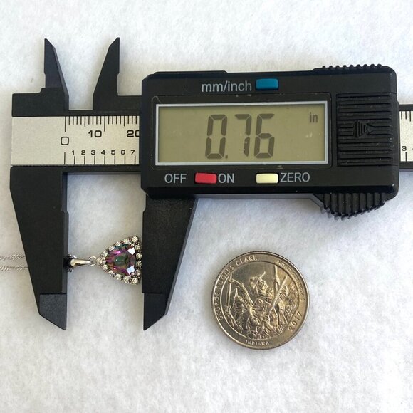 Sterling Silver 925 Trillion Cut Mystic Quartz Pendant Necklace 18" Rope Chain - Picture 14 of 16